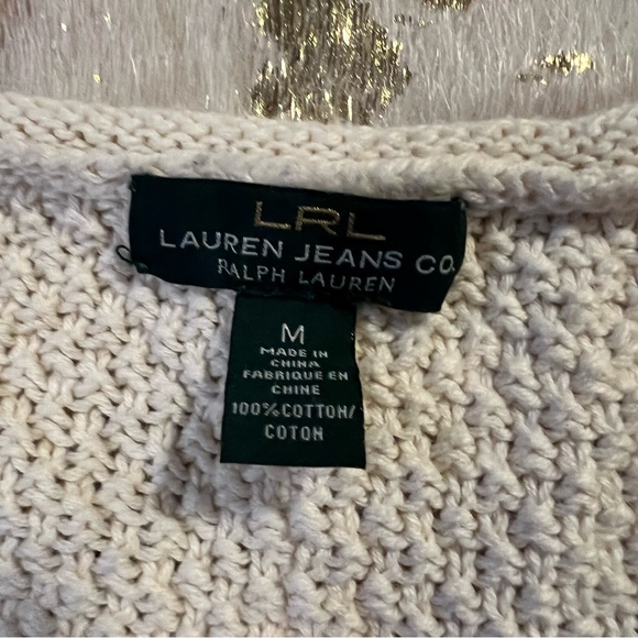 Lauren Ralph Lauren M Cream and Tan Color Block Sweater - Picture 2 of 6